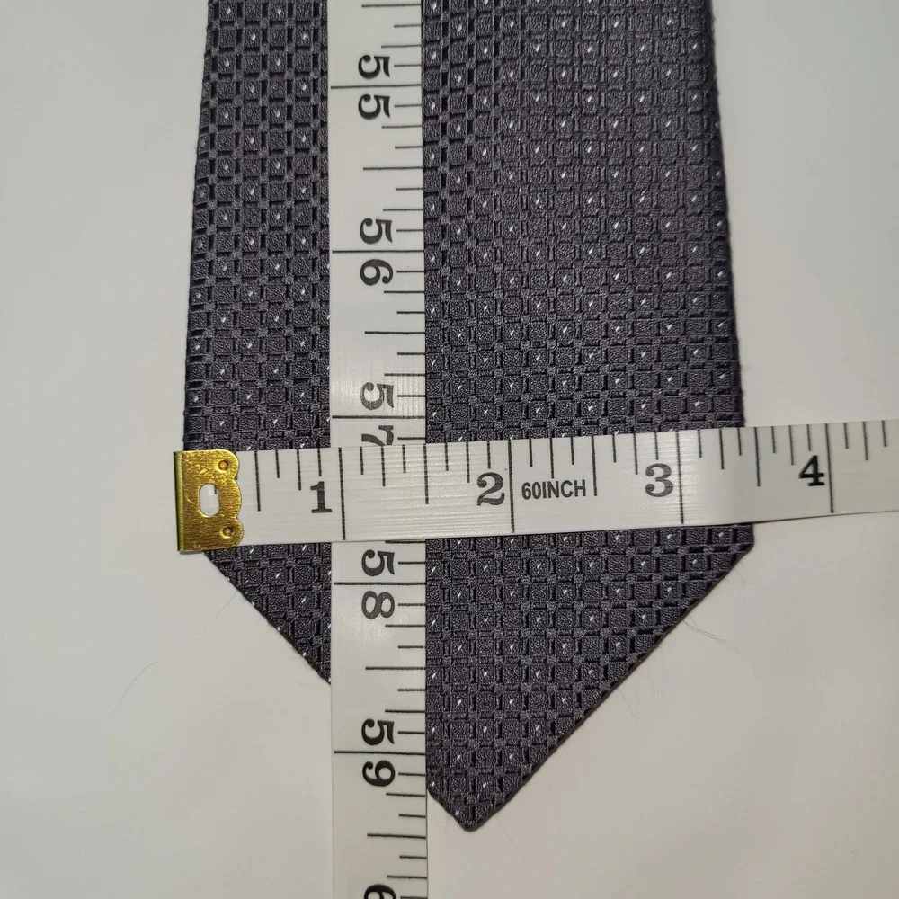 Hart Schaffner Marx Tie Silk Geometric Pattern Necktie Men's Gray Dot Office USA